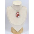 Gros Pendentif Jaspe Rouge irisé oval Pendentifs pierres naturelles KC3.3