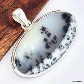 Pendentif Merlinite Opale dendritique ovale - Pendentifs pierres naturelles