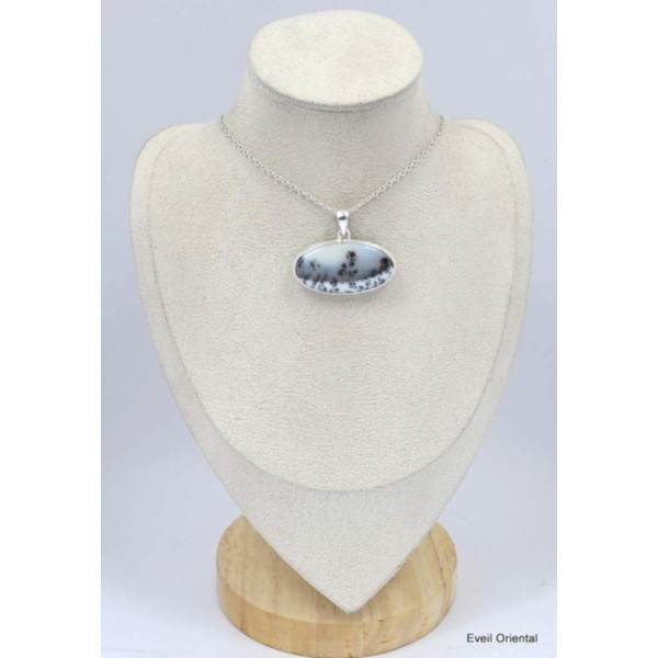 Pendentif Merlinite Opale dendritique ovale Pendentifs pierres naturelles KC4