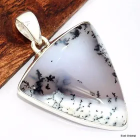 Pendentif Merlinite Opale dendritique triangulaire - Pendentifs pierres naturelles