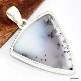 Pendentif Merlinite Opale dendritique triangulaire - Pendentifs pierres naturelles