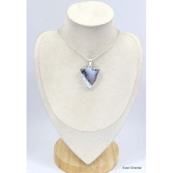 Pendentif Merlinite Opale dendritique triangulaire Pendentifs pierres naturelles KC4.1