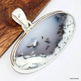 Pendentif Opale blanche dendritique Merlinite - Pendentifs pierres naturelles