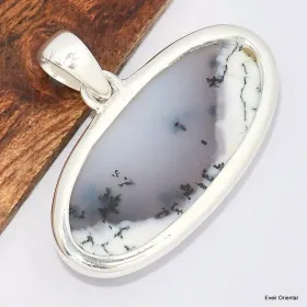 Pendentif Opale blanche dendritique Merlinite - Pendentifs pierres naturelles
