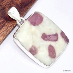 Gros pendentif Rubellite sur Quartz rectangulaire Bijoux en Tourmaline Rose KC7
