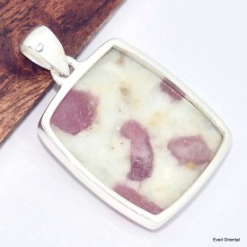 Gros pendentif Rubellite sur Quartz rectangulaire Bijoux en Tourmaline Rose KC7