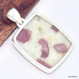 Gros pendentif Rubellite sur Quartz rectangulaire - Bijoux en Tourmaline Rose