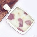 Gros pendentif Rubellite sur Quartz rectangulaire Bijoux en Tourmaline Rose KC7