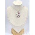 Gros pendentif Rubellite sur Quartz rectangulaire Bijoux en Tourmaline Rose KC7