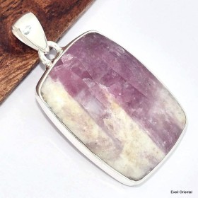 Gros pendentif Tourmaline rose sur Quartz rectangulaire 