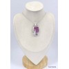 Gros pendentif Tourmaline rose sur Quartz rectangulaire Bijoux en Tourmaline Rose KC7.1