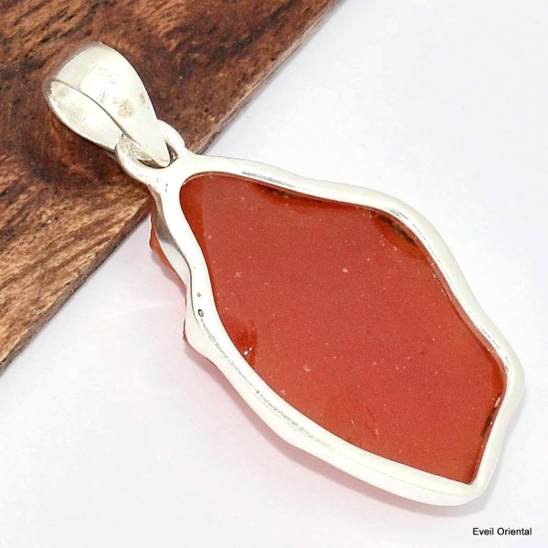 Gros Pendentif Opale de feu serti clos Bijoux en Opales KC8.3