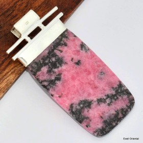 Pendentif rectangulaire en Rhodonite et Grenat 