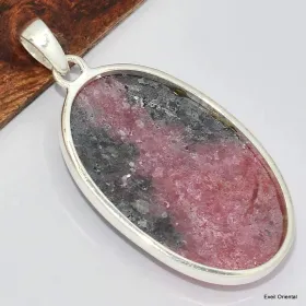 Pendentif oval en Rhodonite  - Pendentifs pierres naturelles
