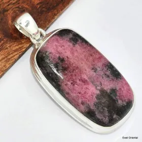 Pendentif authentique Rhodonite rectangulaire - Pendentifs pierres naturelles