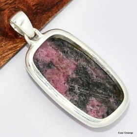 Pendentif authentique Rhodonite rectangulaire 