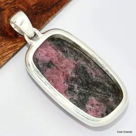 Pendentif authentique Rhodonite rectangulaire - Pendentifs pierres naturelles