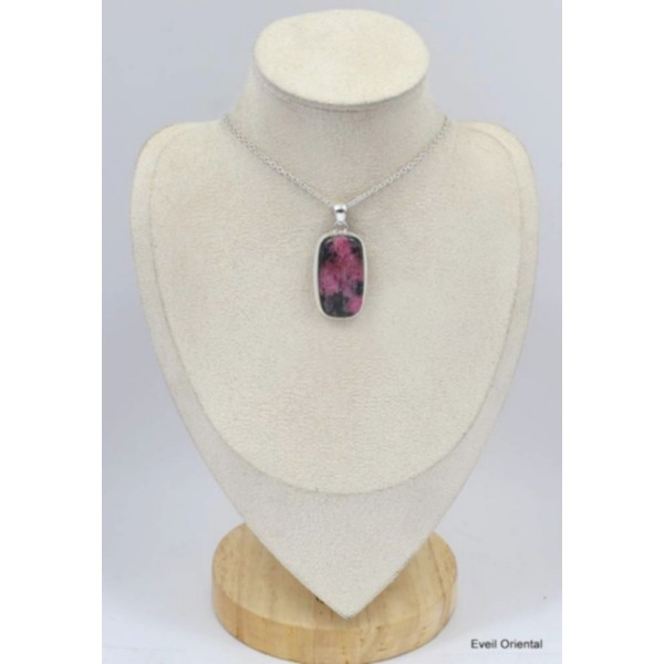 Pendentif authentique Rhodonite rectangulaire Pendentifs pierres naturelles KC10.3