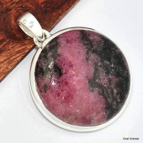 Pendentif authentique Rhodonite forme ronde 