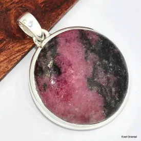 Pendentif authentique Rhodonite forme ronde - Pendentifs pierres naturelles