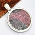 Pendentif authentique Rhodonite forme ronde Pendentifs pierres naturelles KC10.4