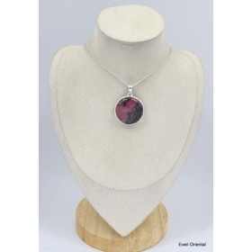 Pendentif authentique Rhodonite forme ronde Pendentifs pierres naturelles KC10.4
