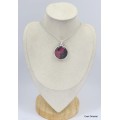 Pendentif authentique Rhodonite forme ronde Pendentifs pierres naturelles KC10.4