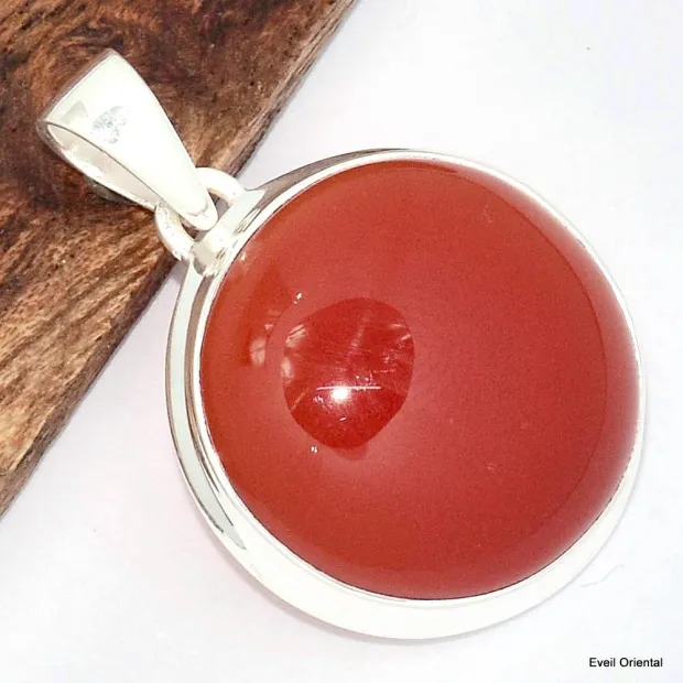 Pendentif rond en Onyx rouge - Pendentifs pierres naturelles