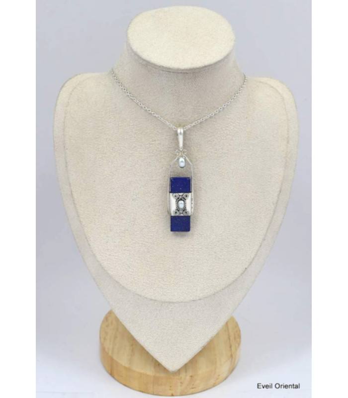 Authentique Lapis Lazuli grade AAA et nacre-a Bijoux en Lapis-lazuli KC12.3-a