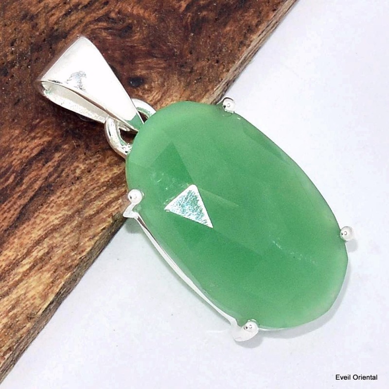 Pendentif Chrysoprase facettée ovale 