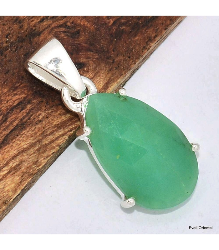 Pendentif Chrysoprase facettée forme poire Bijoux en Chrysoprase KC13.2