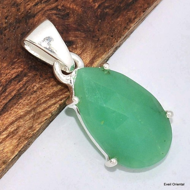 Pendentif Chrysoprase facettée forme poire Bijoux en Chrysoprase KC13.2