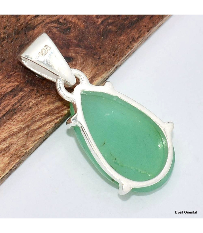 Pendentif Chrysoprase facettée forme poire Bijoux en Chrysoprase KC13.2