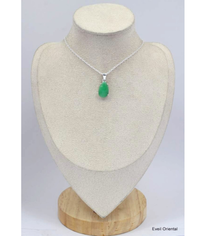 Pendentif Chrysoprase facettée forme poire Bijoux en Chrysoprase KC13.2
