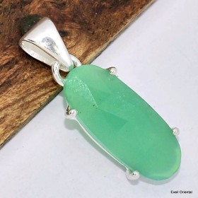 Pendentif Chrysoprase facettée ovale allongée 