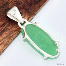 Pendentif Chrysoprase facettée ovale allongée Bijoux en Chrysoprase KC13.3