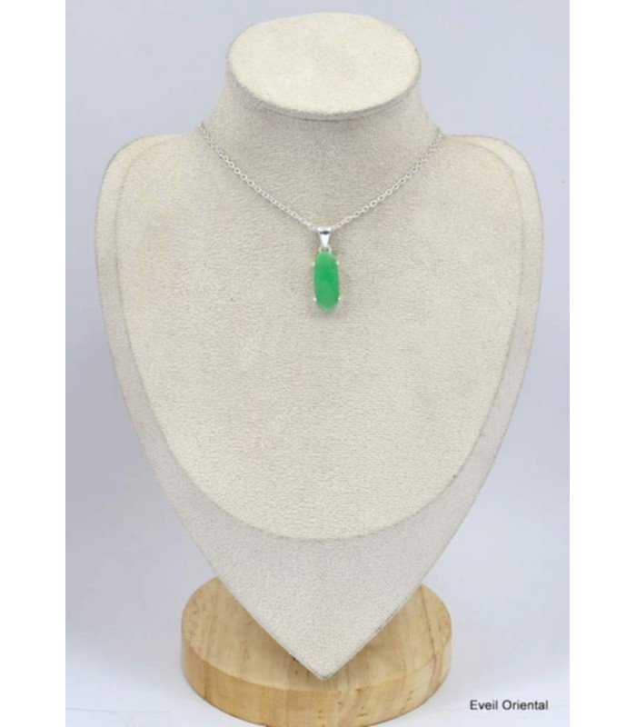 Pendentif Chrysoprase facettée ovale allongée Bijoux en Chrysoprase KC13.3