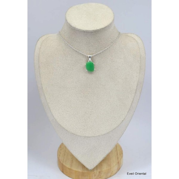 Pendentif asymétrique Chrysoprase facettée Bijoux en Chrysoprase KC13.4