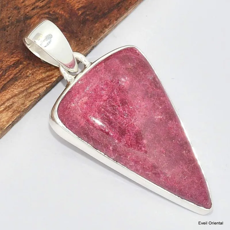 Pendentif Thulite rose foncé triangulaire - Pendentifs pierres naturelles