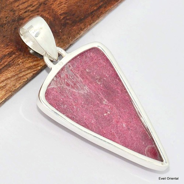Pendentif Thulite rose foncé triangulaire Pendentifs pierres naturelles KC14.3