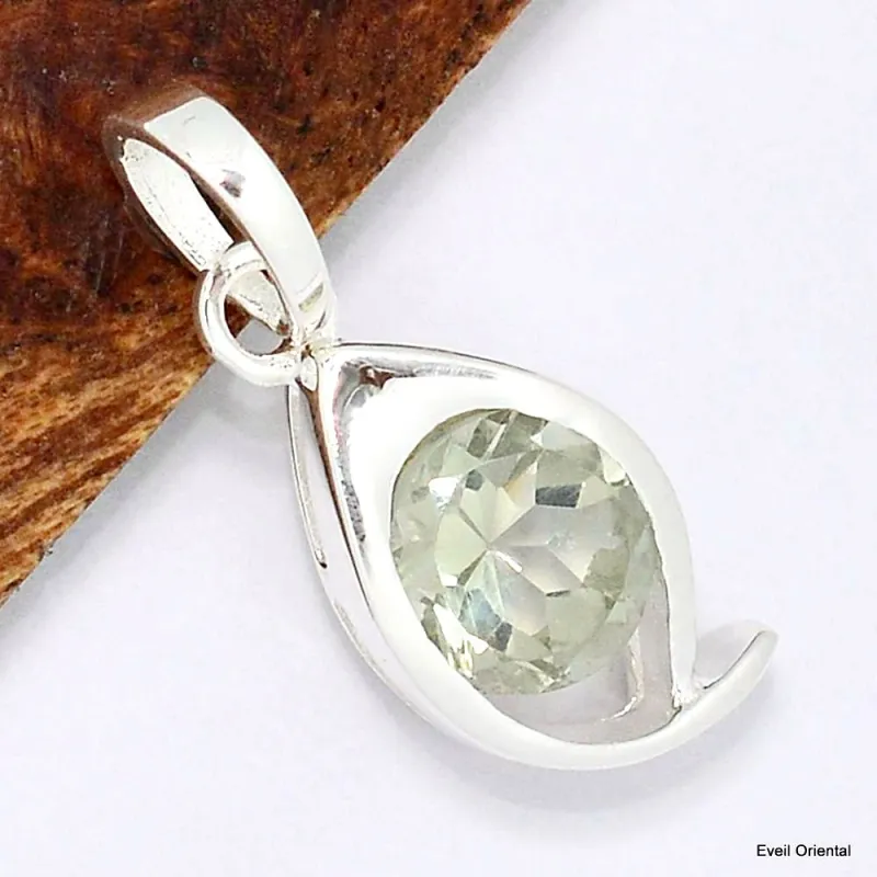 Pendentif Pierre naturelle Améthyste verte design - Bijoux en Prasiolite - Améthyste verte