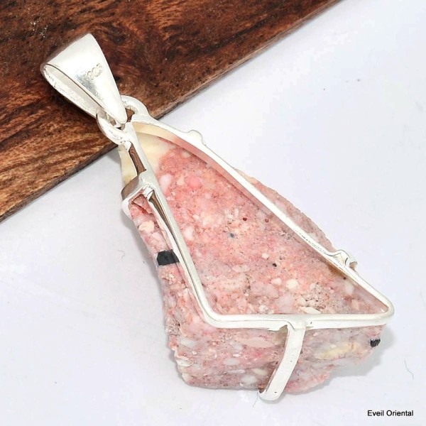 Pendentif Cristal de Cinabre brut Pendentifs pierres naturelles KC17