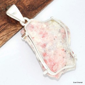 Pendentif en Cinabre brut rose laiteux Pendentifs pierres naturelles KC17.3