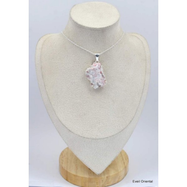 Pendentif en Cinabre brut rose laiteux Pendentifs pierres naturelles KC17.3