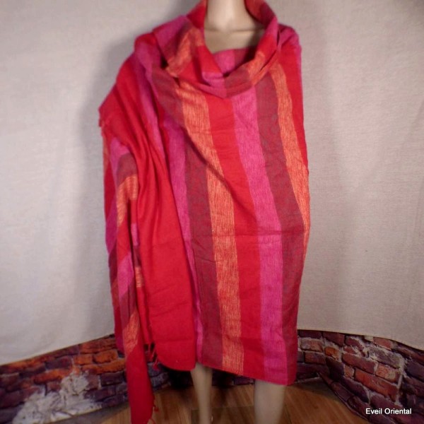 Très grand châle népalais 240 x 120 cm rouge fuschia Très grand châle népalais 240 x 120 cm TGCN12