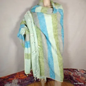 Très grand châle népalais 240 x 120 cm turquoise vert - Grand châle népalais 240 x 120 cm