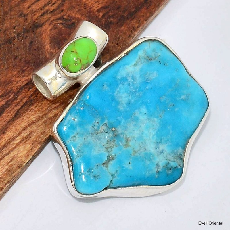 Pendentif Turquoise kingman et verte 