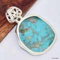 Pendentif argent 925 Turquoise Kingman Pendentifs pierres naturelles KC18.5