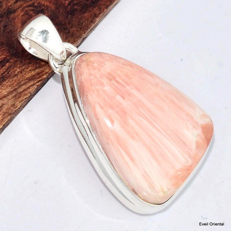 Pendentif Scolecite orange forme libre 