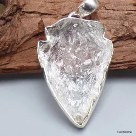 Gros pendentif Cristal Lémurien serti clos - Bijoux en Quartz Lémurien